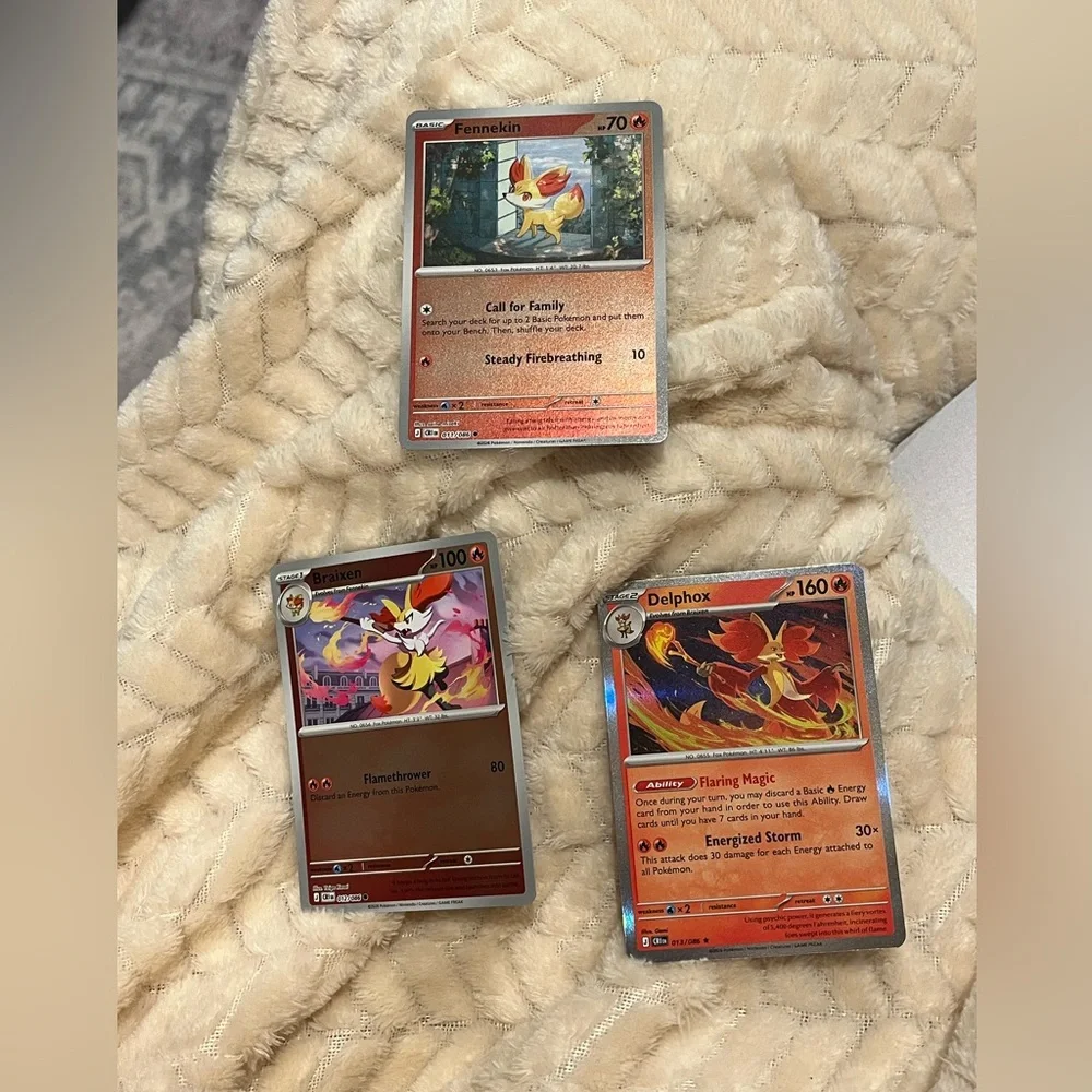 Pokemon Fennekin Braixen Delphox Holo/Reverse Holo Chaos Rising Cards Bundle